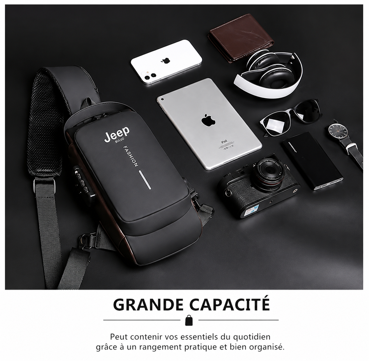 SACHOUCH JEEP MODÈLE 5 SACOCHE ANTIVOL - USB - IMPERMÉABLE