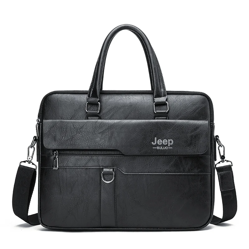 JEEP BULUO Leather Messenger Bag For Men Crossbody bag (Large